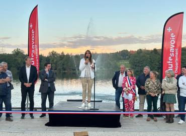 Inauguration des travaux de batracauducs, de route et de piste cyclable et aménagements du bord du lac des Dronieres à Cruseilles